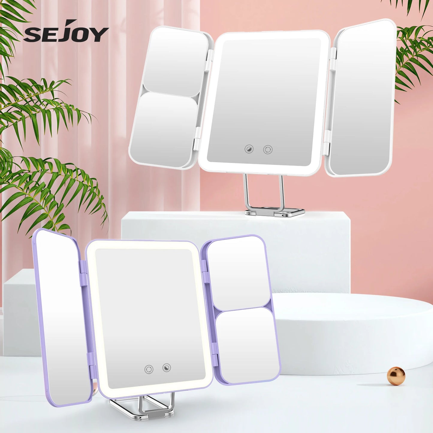 Portable LED Trifold Makeup Mirror
