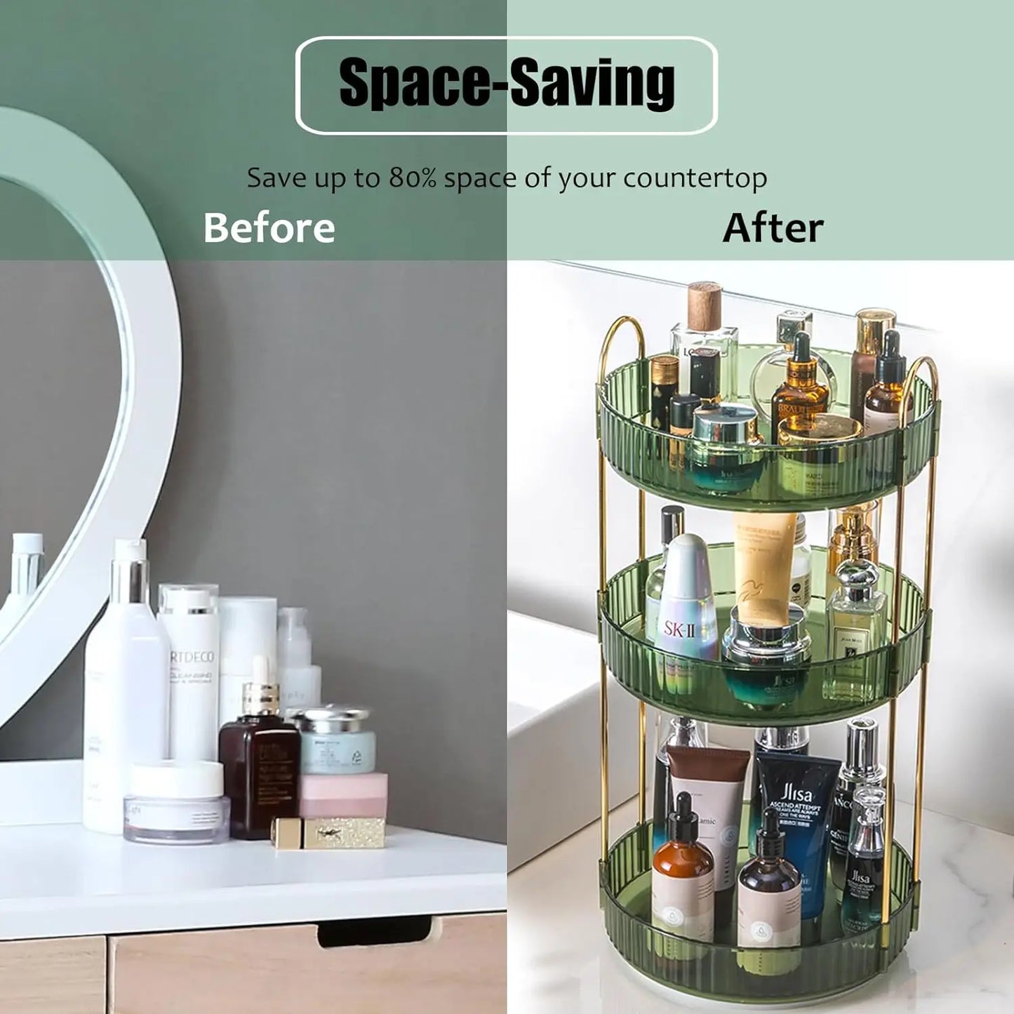 3 Layer Rotating Makeup & Skincare Organizer