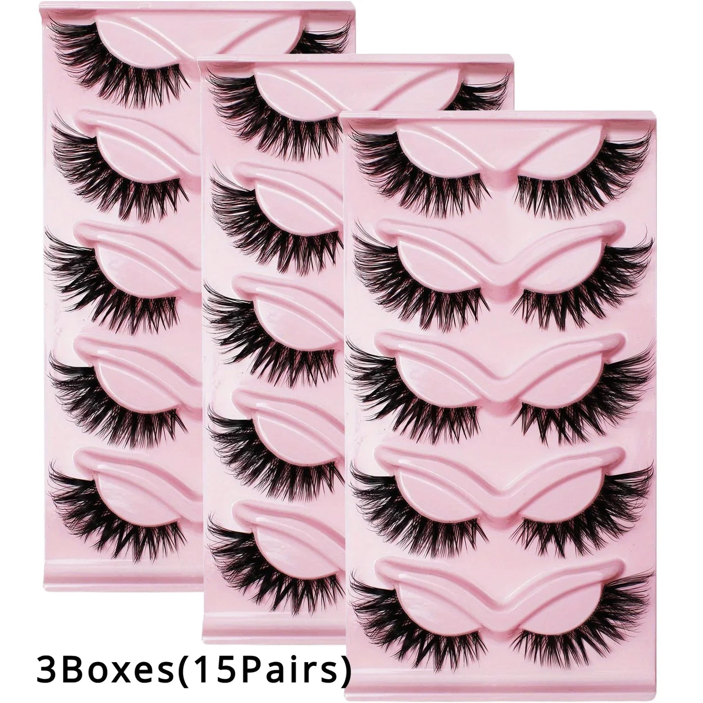 3Boxes(15Pairs) Cat Eye Fake Eyelashes