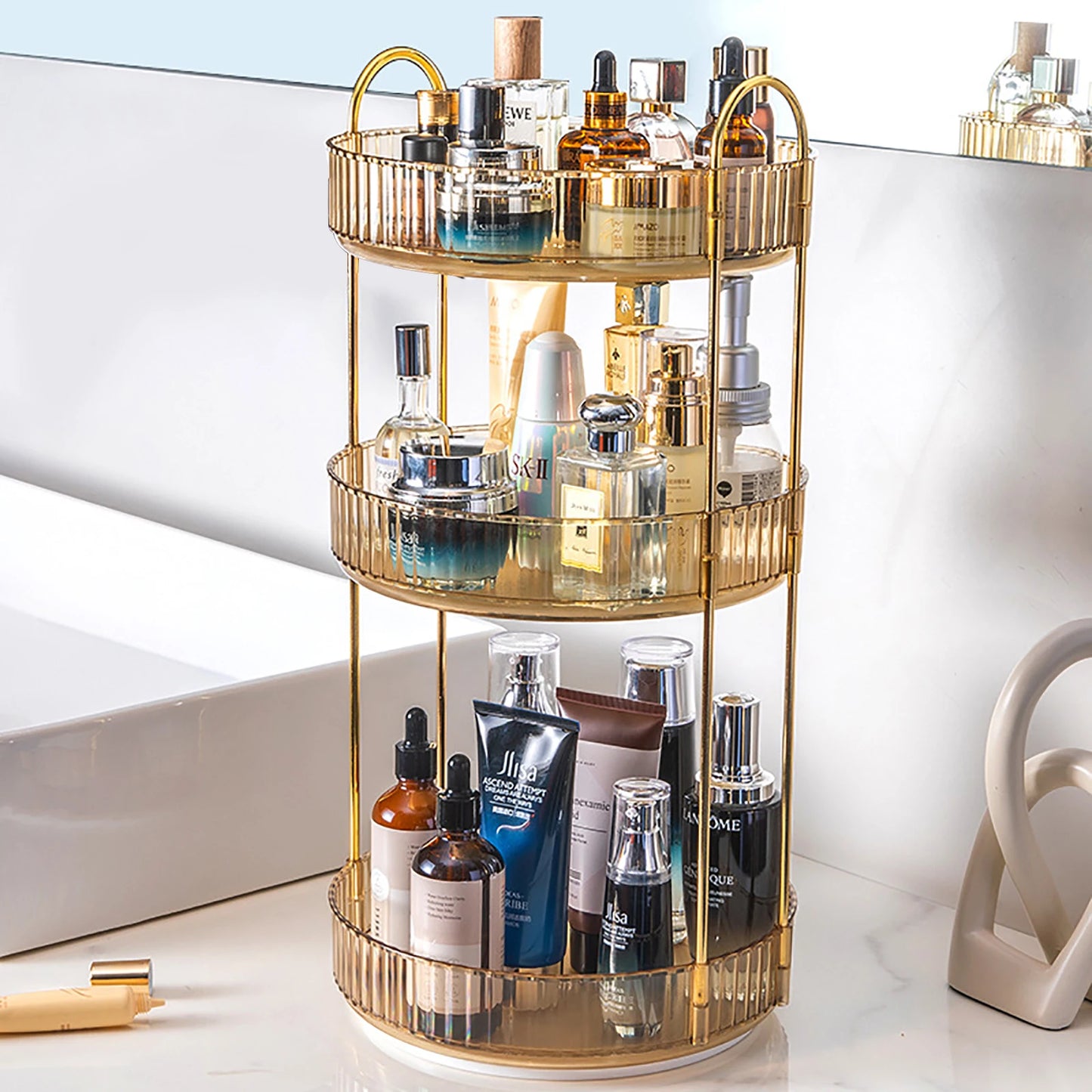 3 Layer Rotating Makeup & Skincare Organizer