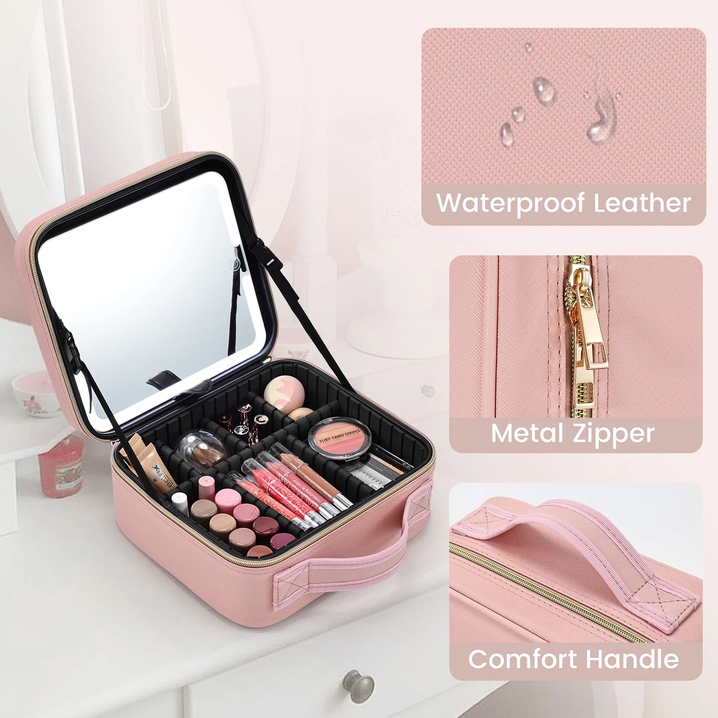 Makeup Bag With LED Mirror