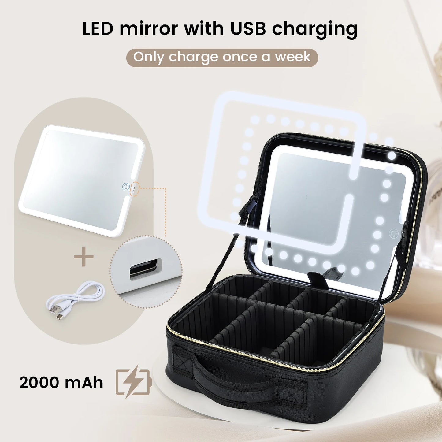 Makeup Bag With LED Mirror