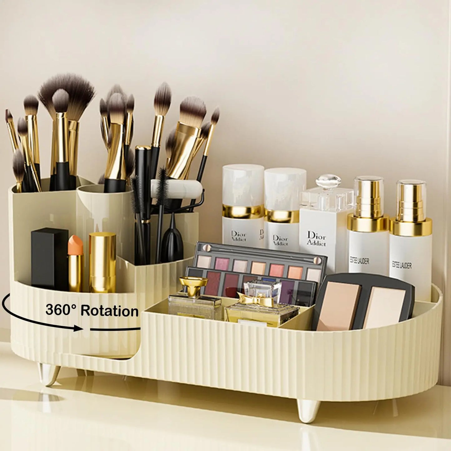 Rotating Makeup Organizer with Brush Holder