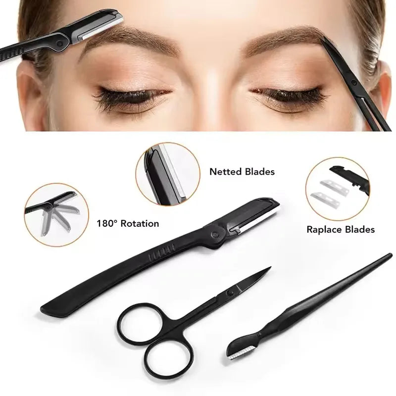17Pcs Black Eyebrow Trimming Tools Sets