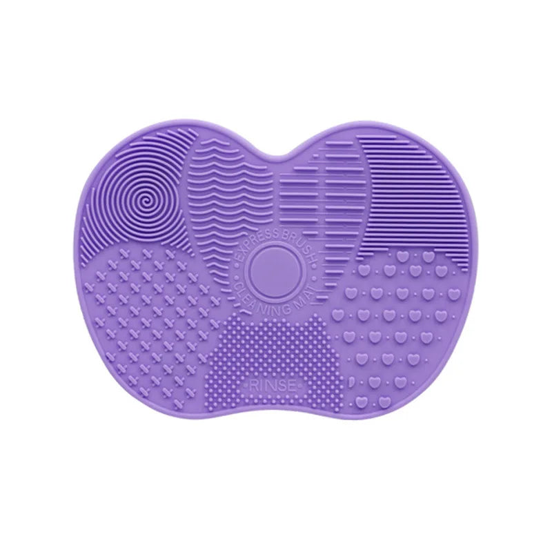 1Pc Silicone Apple-Shaped Makeup Brush Cleaner Pad With Suction Cup
