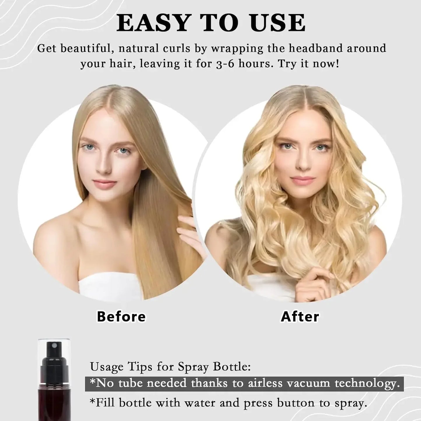 Heatless Sleeping Hair Curling Rod Headband Set