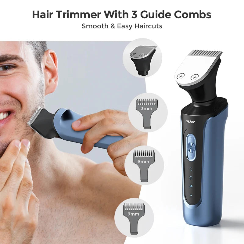 Rechargeable Electric Shaver, Trimmer & Facial Massager Set For Men
