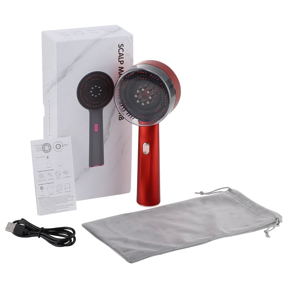 Electric Microcurrent Red Light Scalp & Hair Massage Brush
