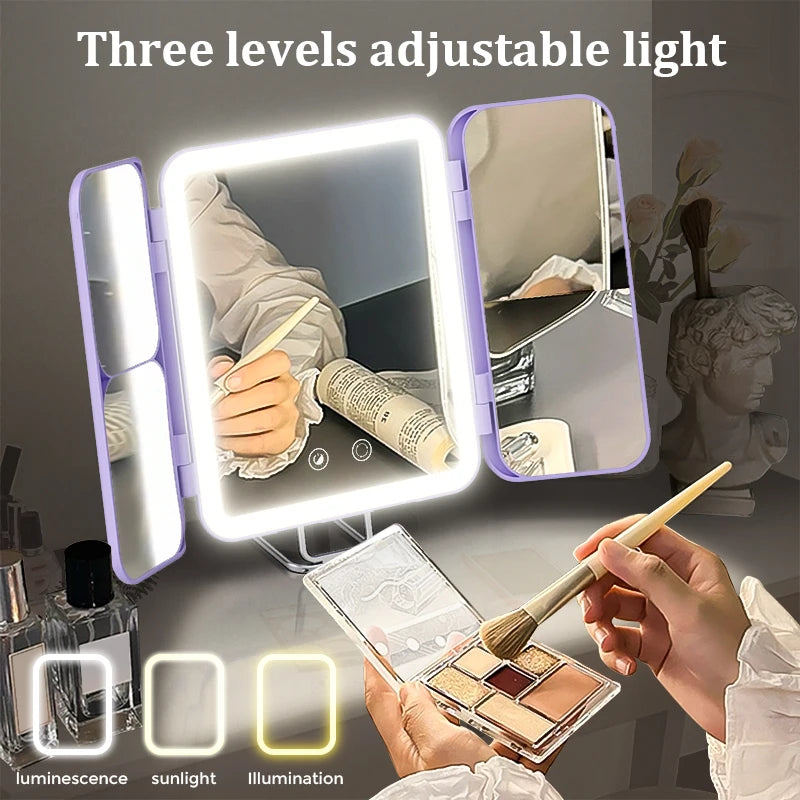 Portable LED Trifold Makeup Mirror