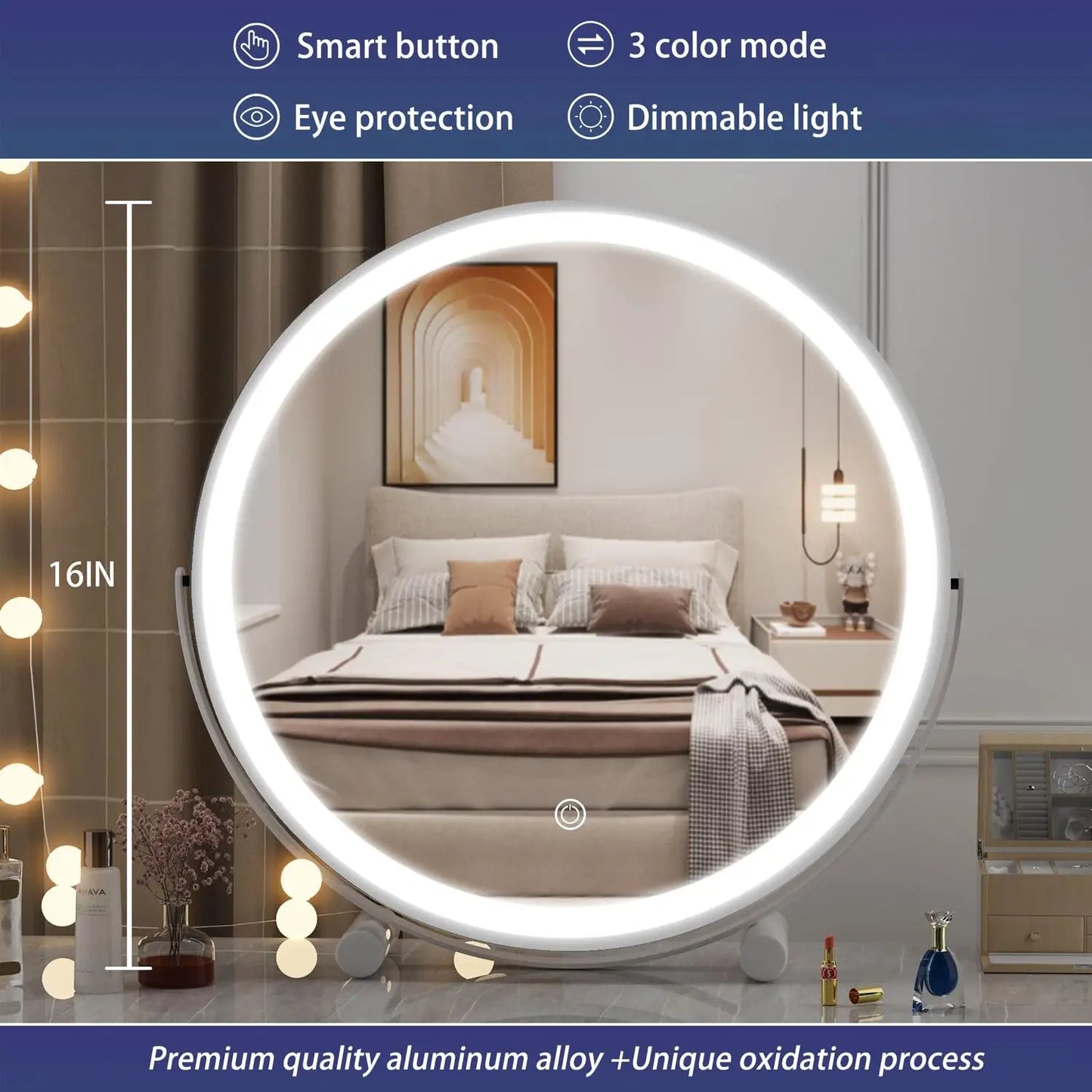 Vanity Mirror With 3 Color Lighting Modes