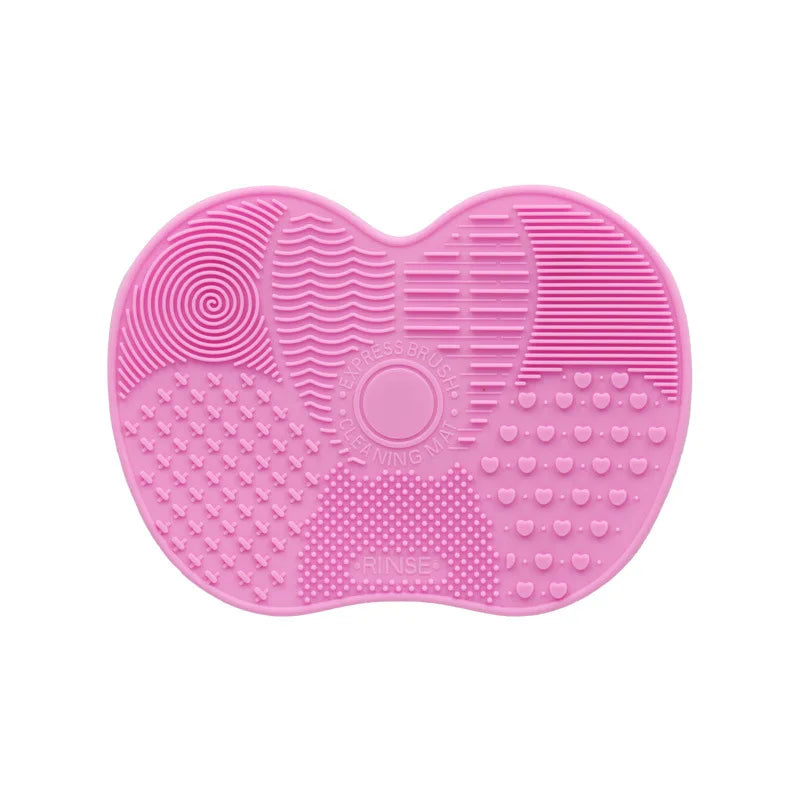 1Pc Silicone Apple-Shaped Makeup Brush Cleaner Pad With Suction Cup