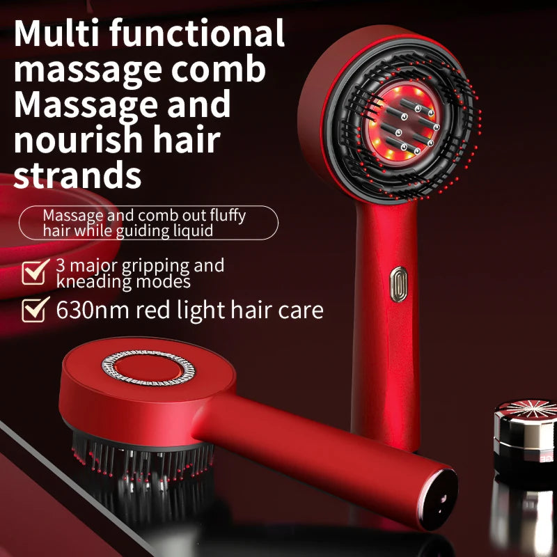 Electric Microcurrent Red Light Scalp & Hair Massage Brush