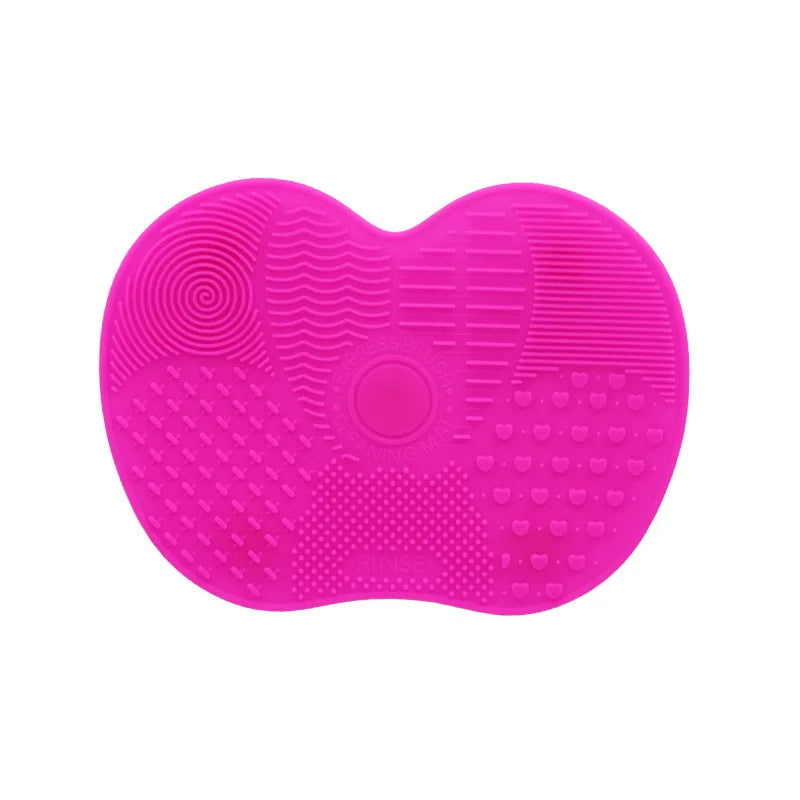 1Pc Silicone Apple-Shaped Makeup Brush Cleaner Pad With Suction Cup