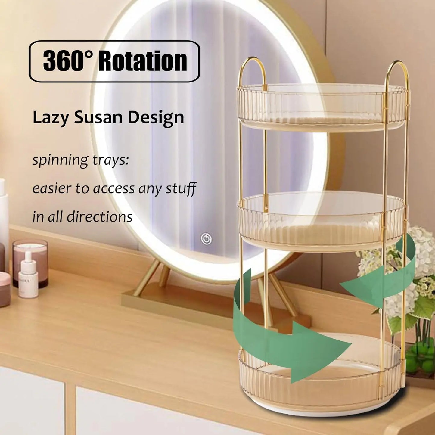 3 Layer Rotating Makeup & Skincare Organizer