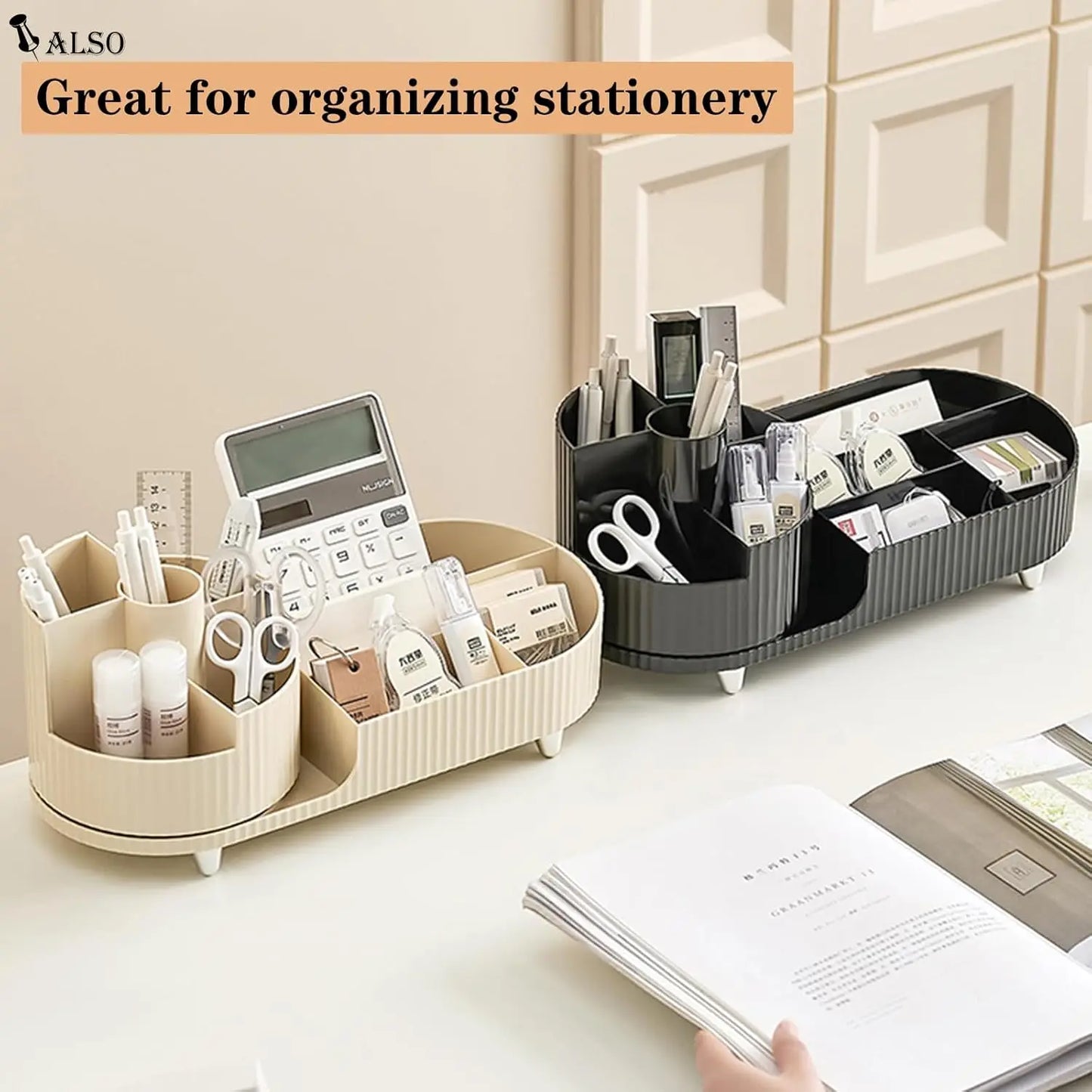 Rotating Makeup Organizer with Brush Holder