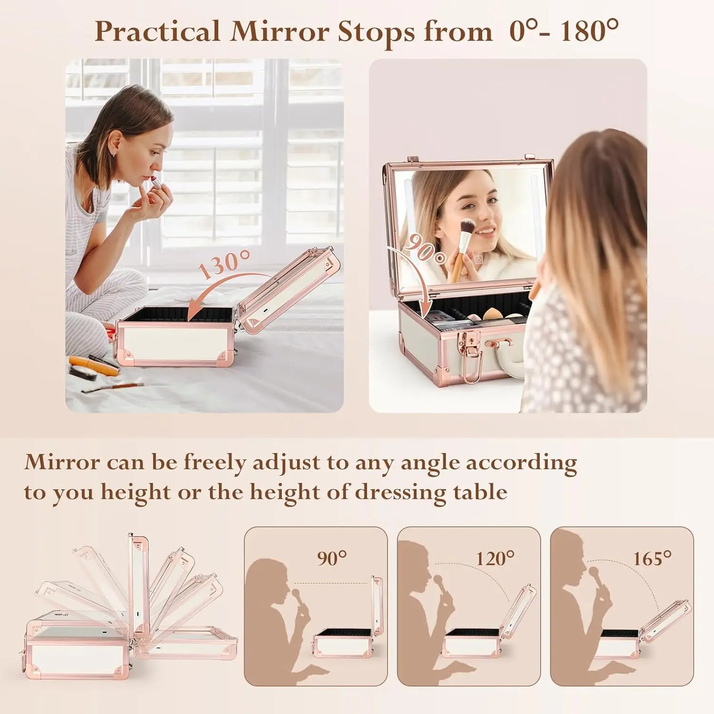 Portable Makeup Organizer With Dividers & Brush Holders