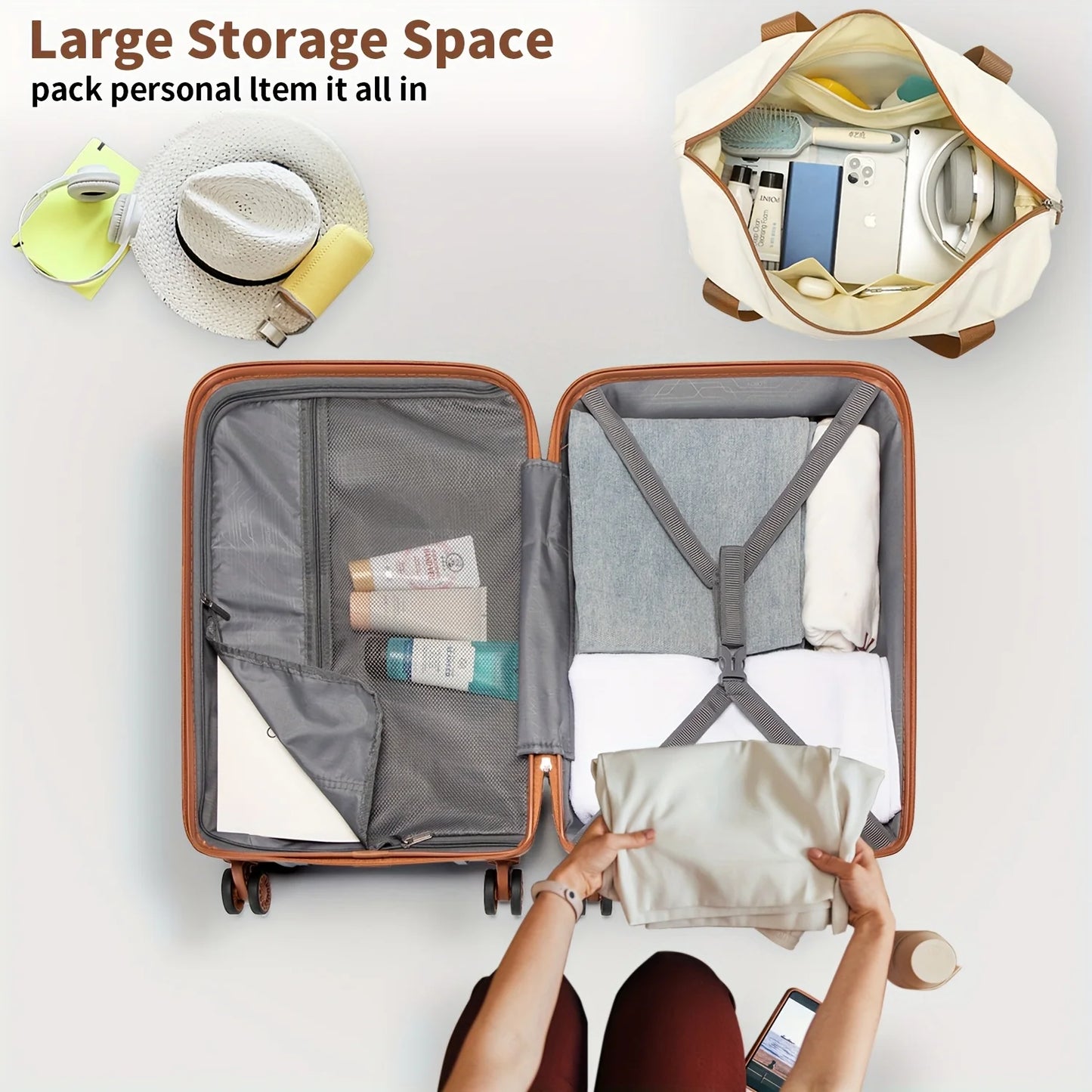 Lightweight Hard shell Carry-On Suitcase Set With Waterproof Travel Bag