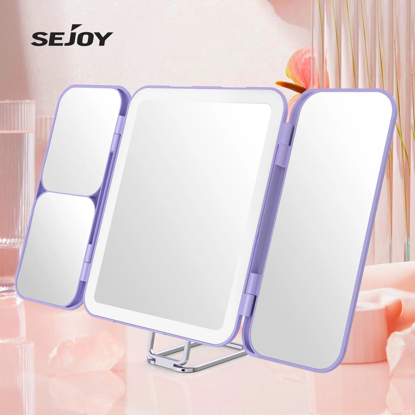 Portable LED Trifold Makeup Mirror