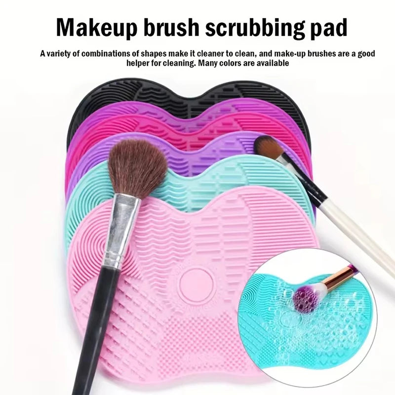 1Pc Silicone Apple-Shaped Makeup Brush Cleaner Pad With Suction Cup