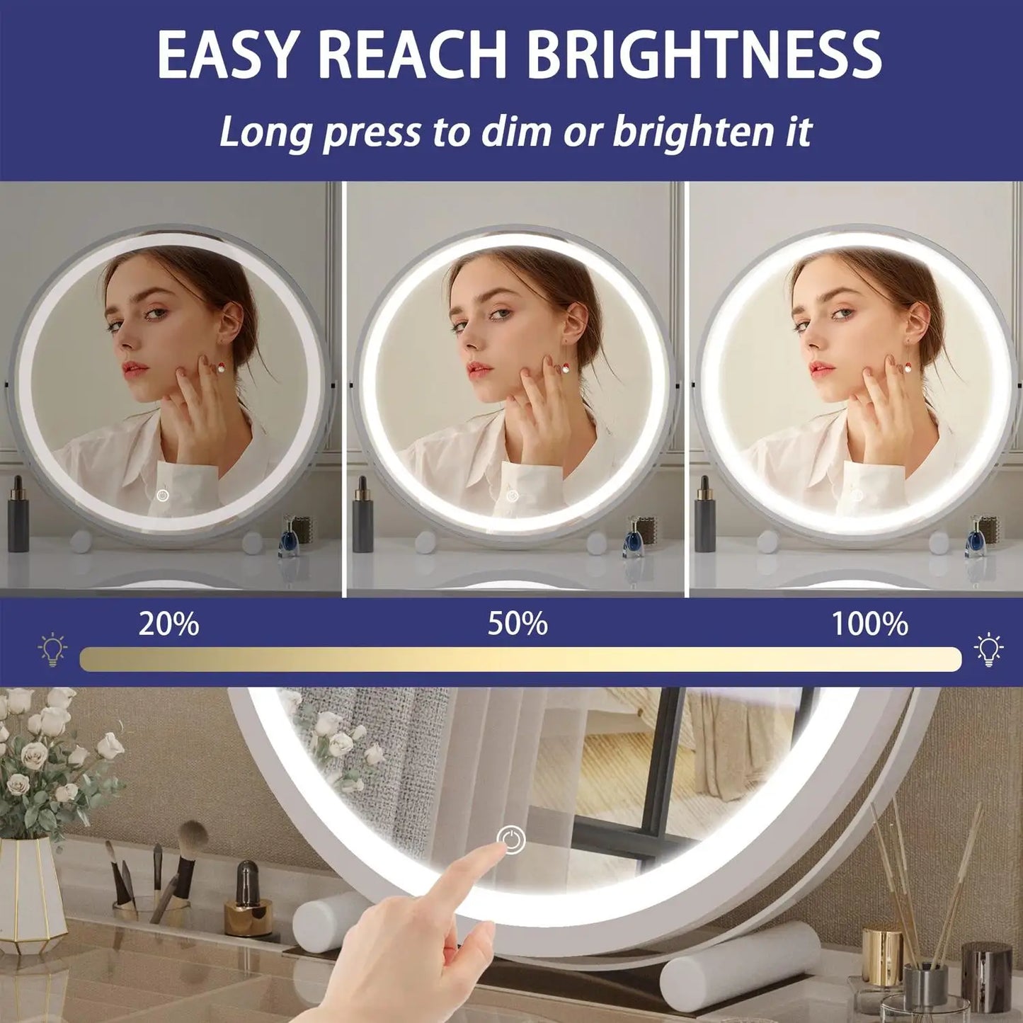 Vanity Mirror With 3 Color Lighting Modes