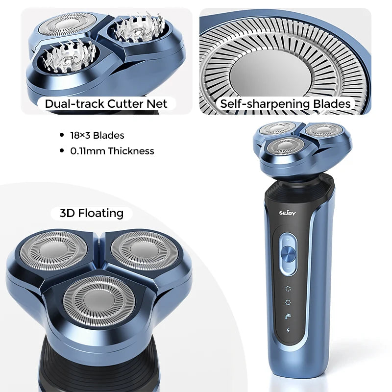 Rechargeable Electric Shaver, Trimmer & Facial Massager Set For Men