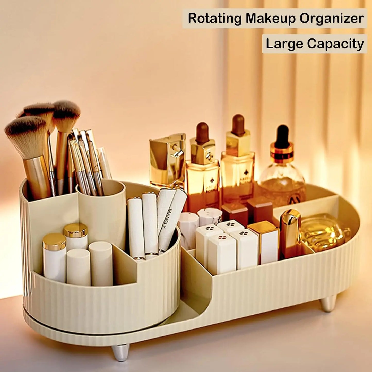 Rotating Makeup Organizer with Brush Holder