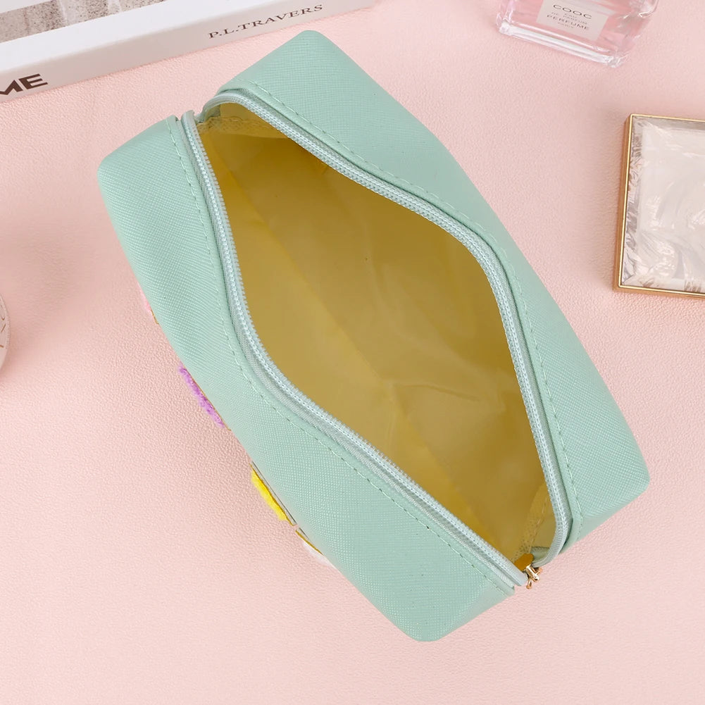 3PCS Preppy Patch Letter Makeup Organizer Bag Set