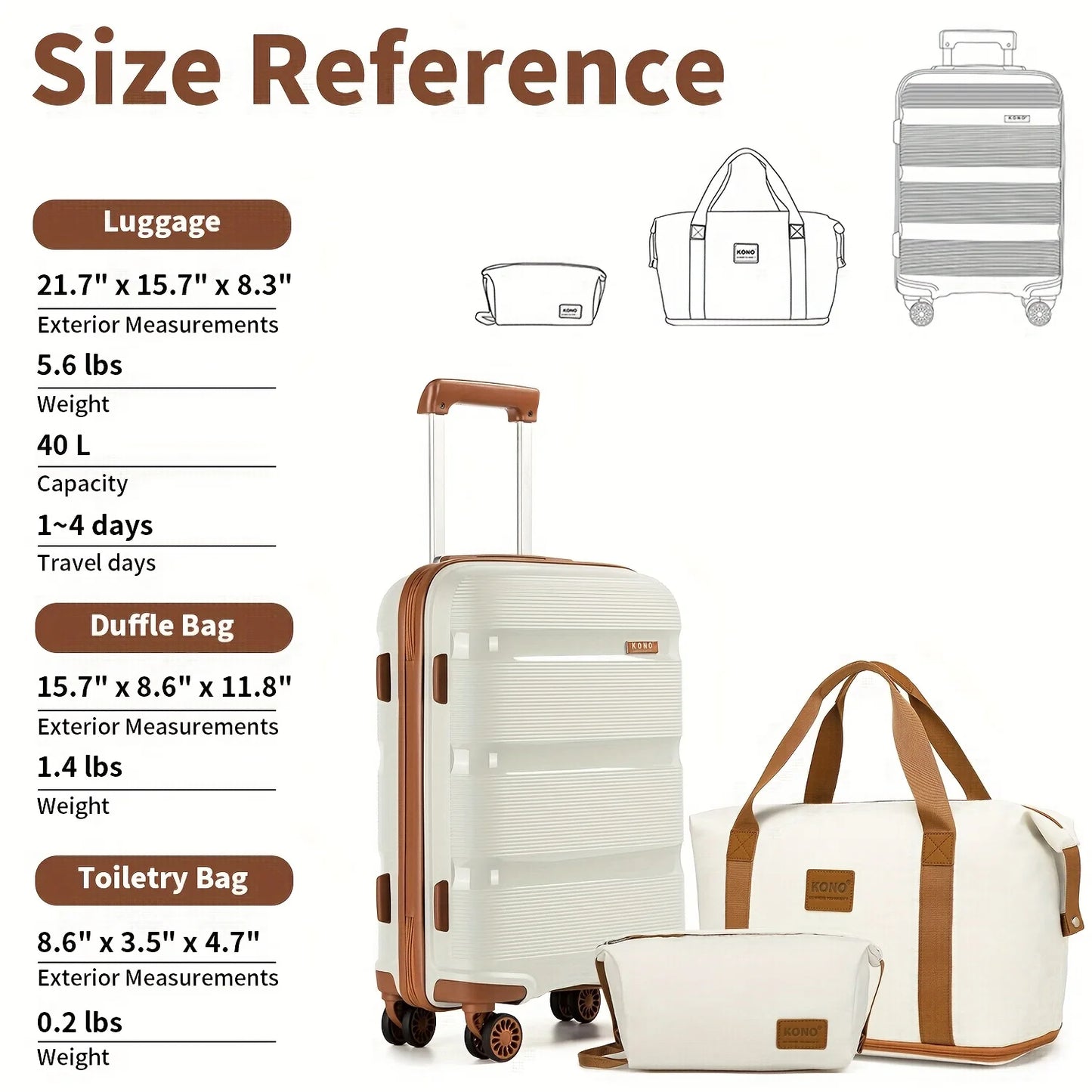 Lightweight Hard shell Carry-On Suitcase Set With Waterproof Travel Bag