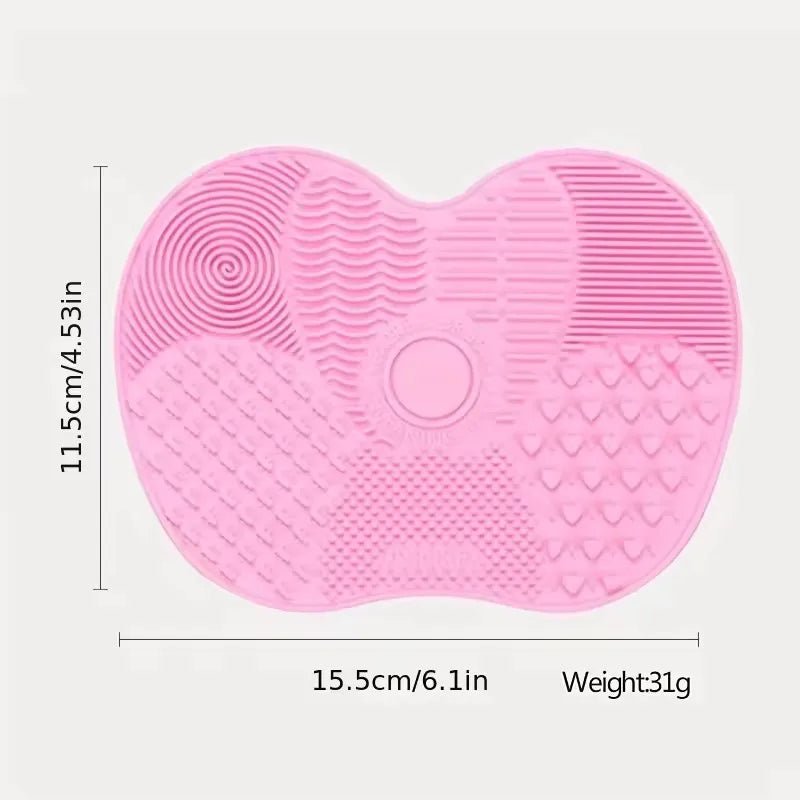1Pc Silicone Apple-Shaped Makeup Brush Cleaner Pad With Suction Cup