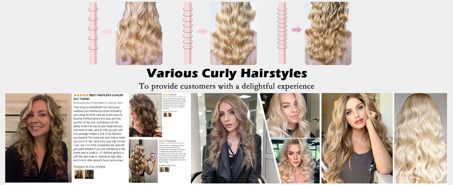 Heatless Sleeping Hair Curling Rod Headband Set