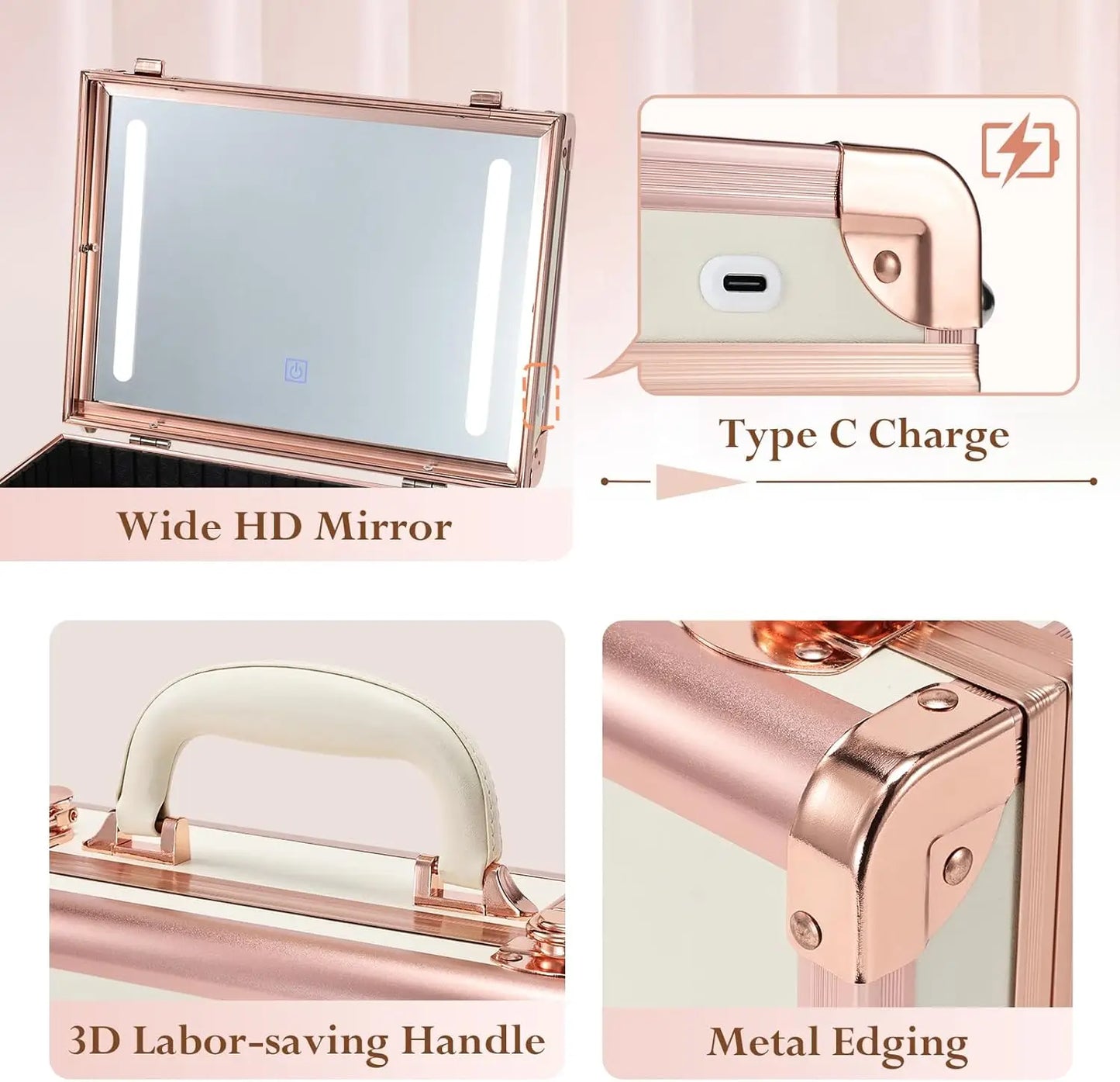 Portable Makeup Organizer With Dividers & Brush Holders