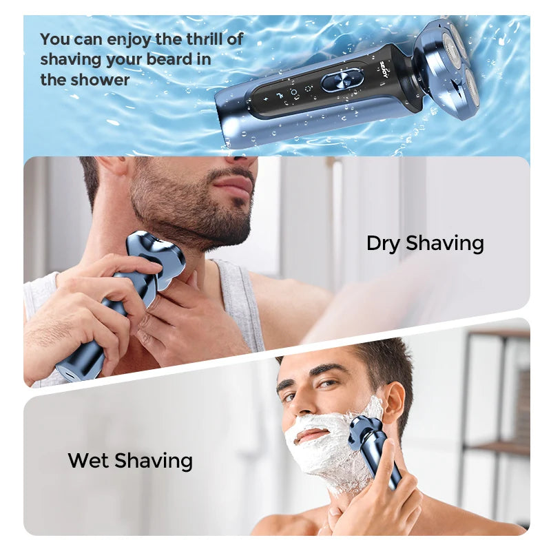 Rechargeable Electric Shaver, Trimmer & Facial Massager Set For Men