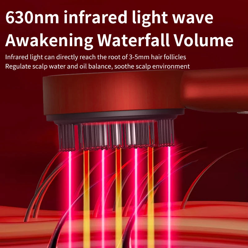 Electric Microcurrent Red Light Scalp & Hair Massage Brush