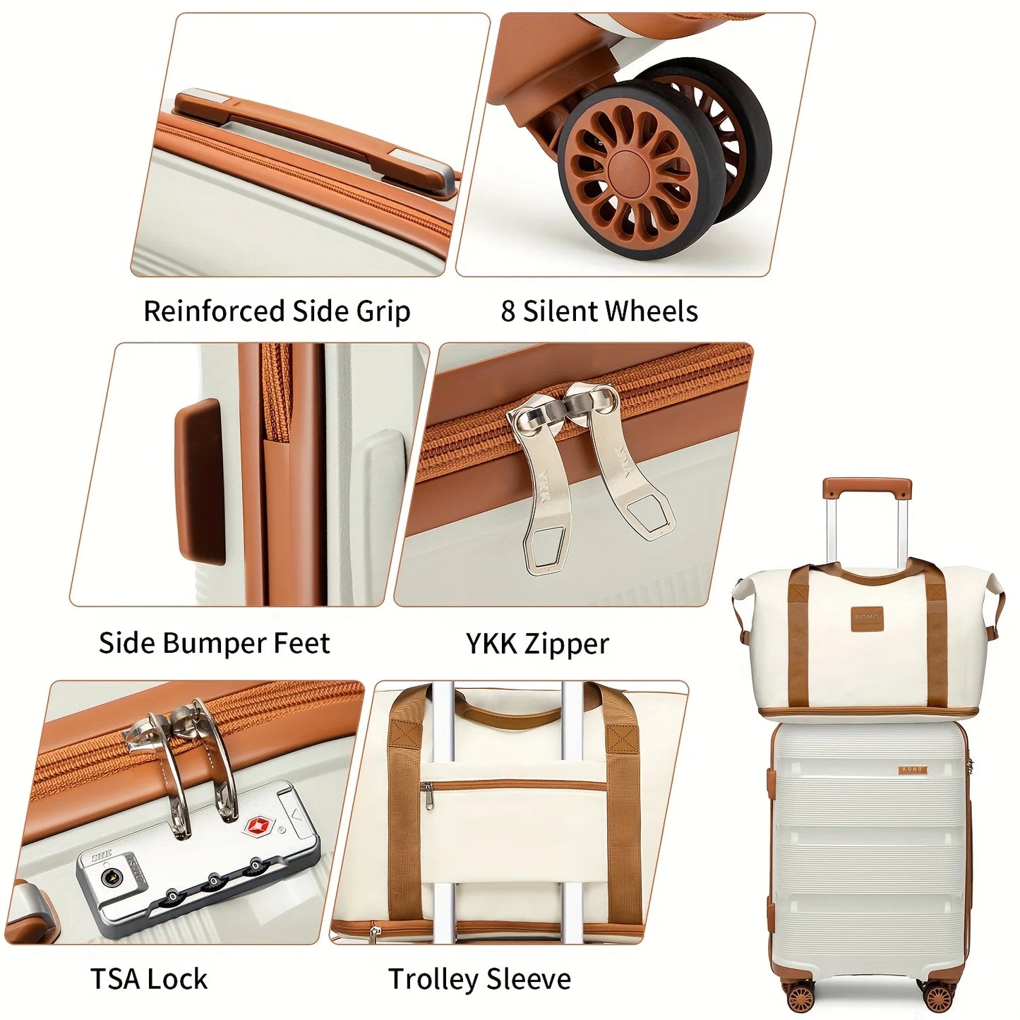 Lightweight Hard shell Carry-On Suitcase Set With Waterproof Travel Bag