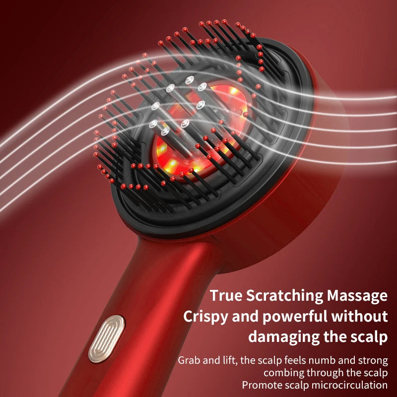 Electric Microcurrent Red Light Scalp & Hair Massage Brush