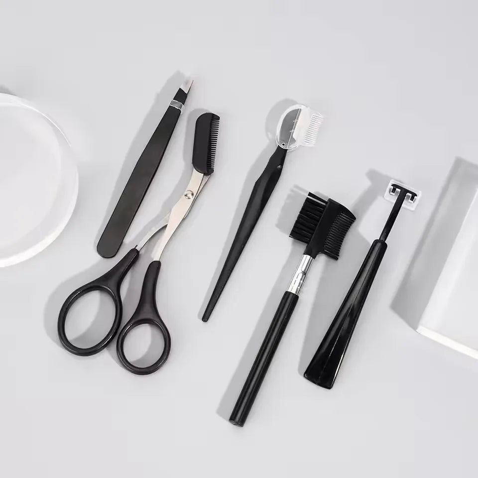 17Pcs Black Eyebrow Trimming Tools Sets