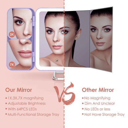 Portable LED Trifold Makeup Mirror