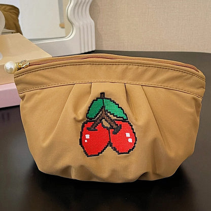 Cherry Embroidery Toiletry Bag