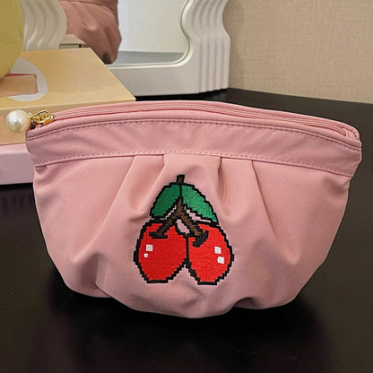 Cherry Embroidery Toiletry Bag