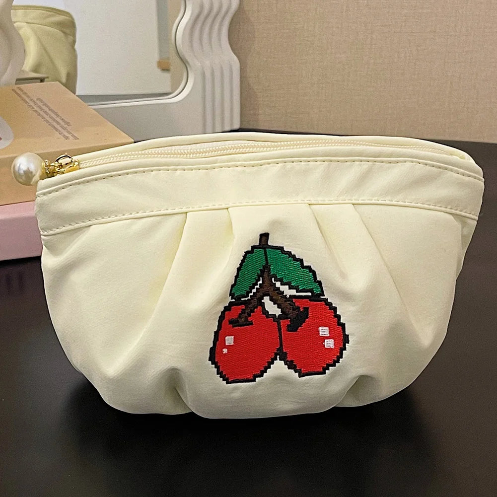 Cherry Embroidery Toiletry Bag