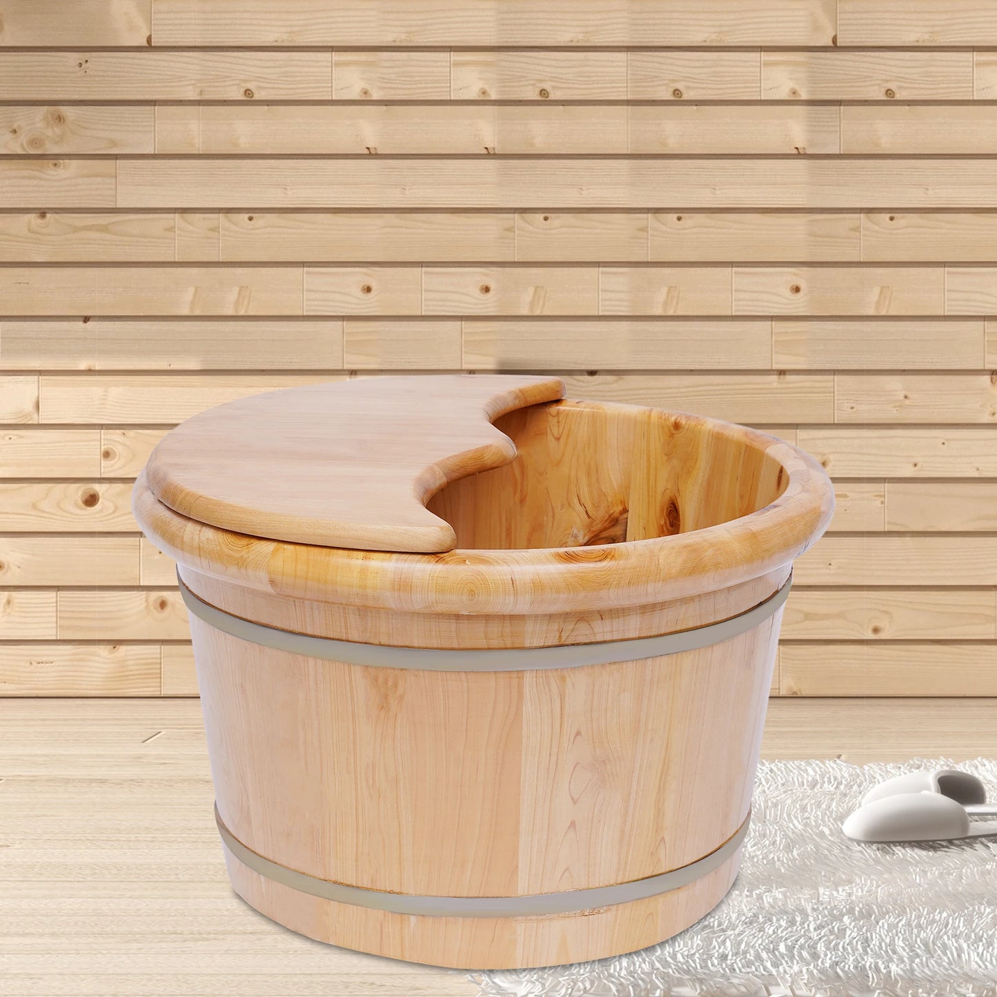 Wooden Barrel Feet Soak Spa With Roller Massage