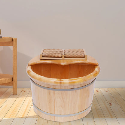 Wooden Barrel Feet Soak Spa With Roller Massage