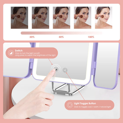 Portable LED Trifold Makeup Mirror