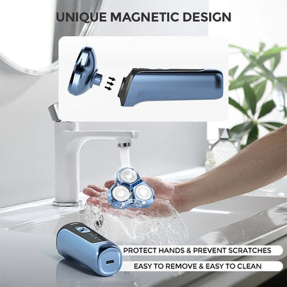Rechargeable Electric Shaver, Trimmer & Facial Massager Set For Men