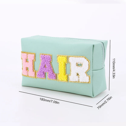 3PCS Preppy Patch Letter Makeup Organizer Bag Set