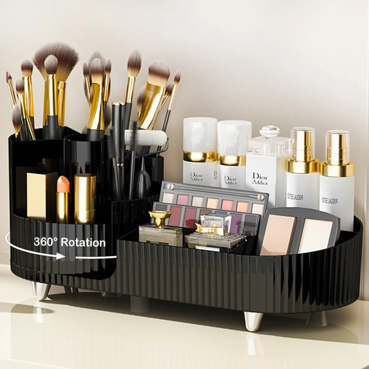 Rotating Makeup Organizer with Brush Holder