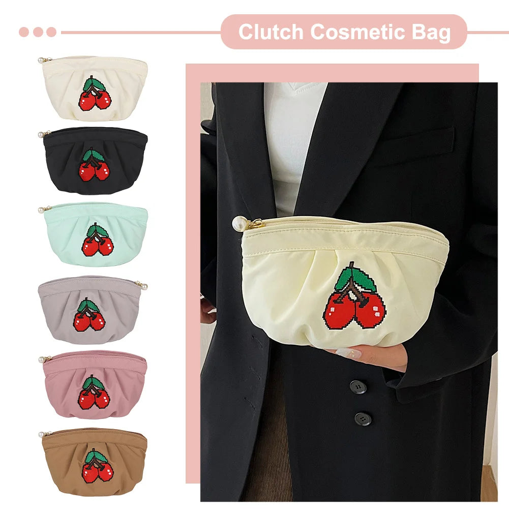 Cherry Embroidery Toiletry Bag