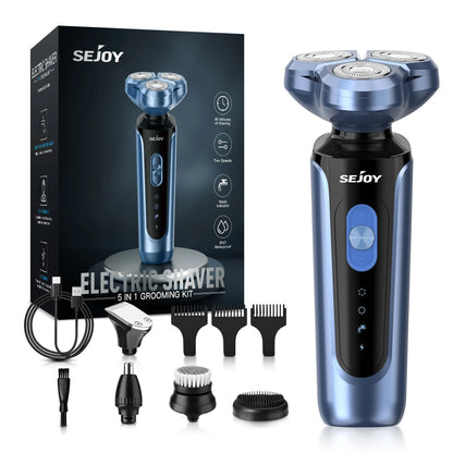 Rechargeable Electric Shaver, Trimmer & Facial Massager Set For Men