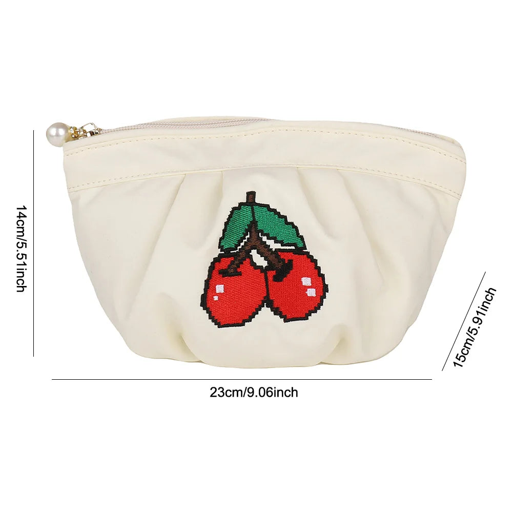 Cherry Embroidery Toiletry Bag