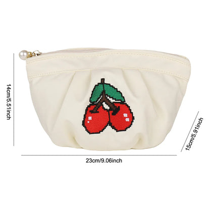 Cherry Embroidery Toiletry Bag